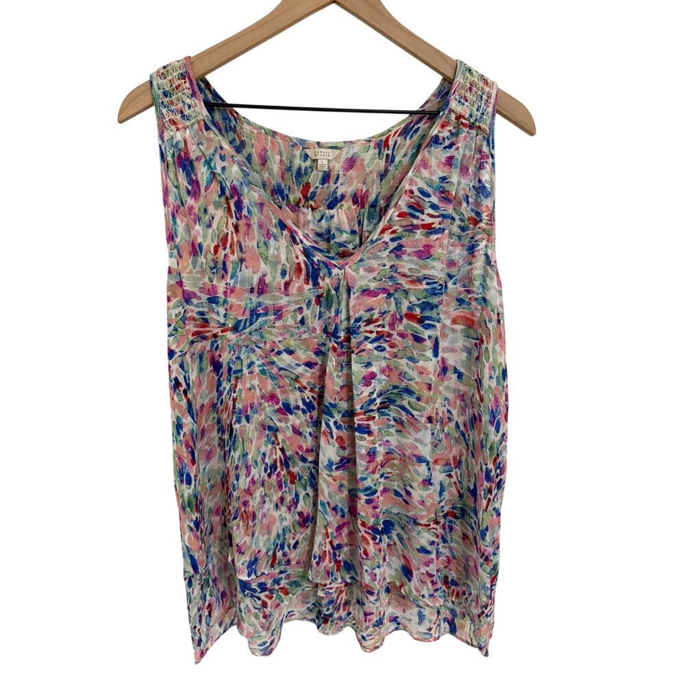 Casual Studio Multicolor Smocked Tank Top Womens L Pre-Owned